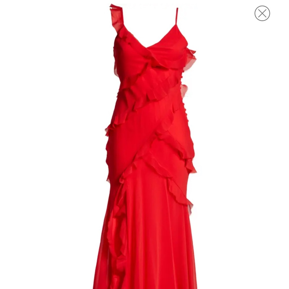 Ruffle Plissé Chiffon Lace-Up Back Maxi Dress
ASOS DESIGN  SZ 2